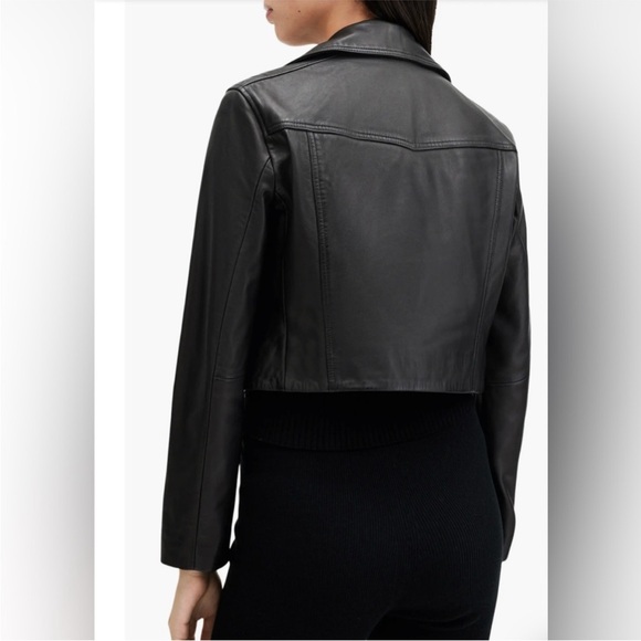 All Saints Elora Black Leather Biker Jacket - Picture 3 of 9